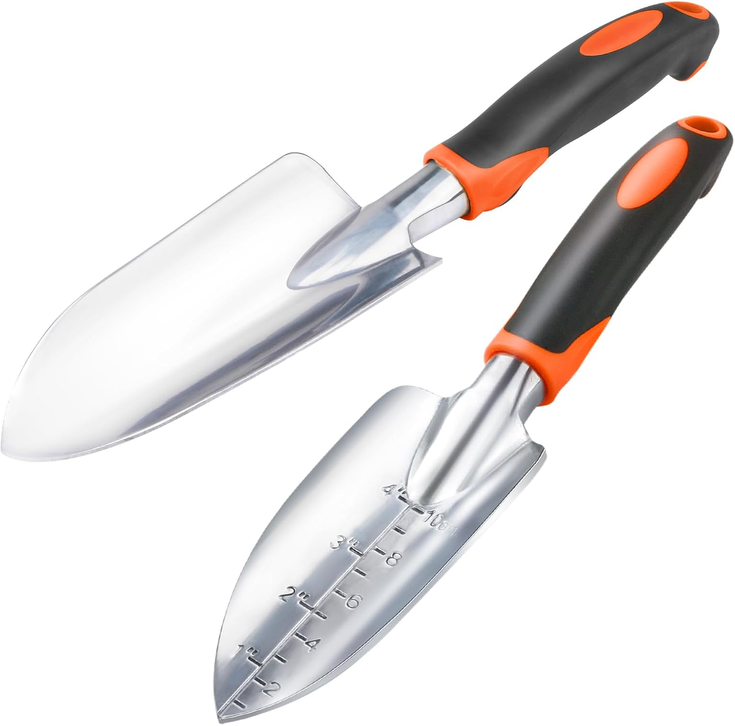 Wide Blade Garden Trowel Set with Depth Measurement Marks for Digging & Transplanting, 2-Pack