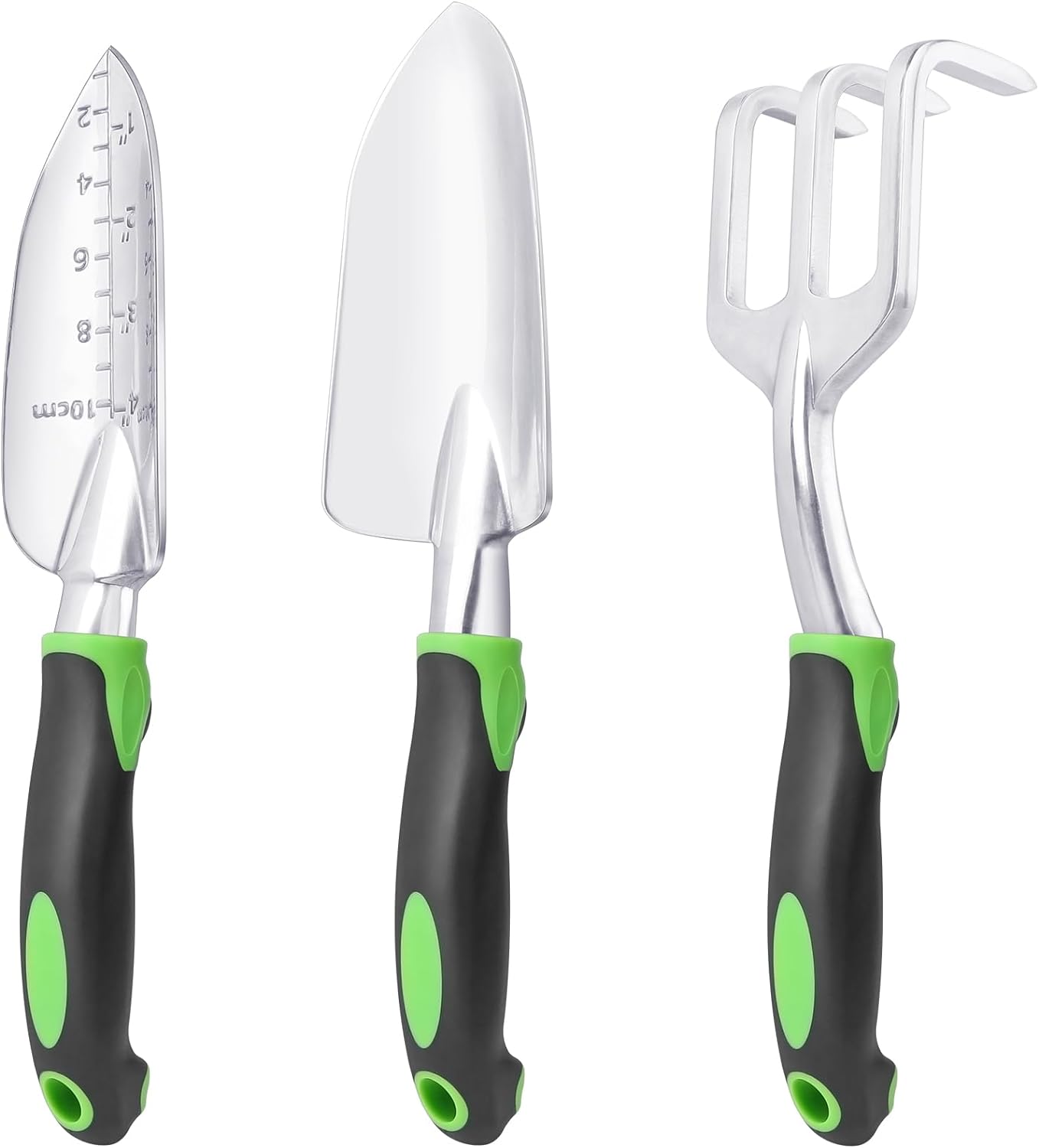 3-Piece Garden Hand Tool Kit with Non-Slip Ergonomic Handles, Shovel, Rake & Transplanter