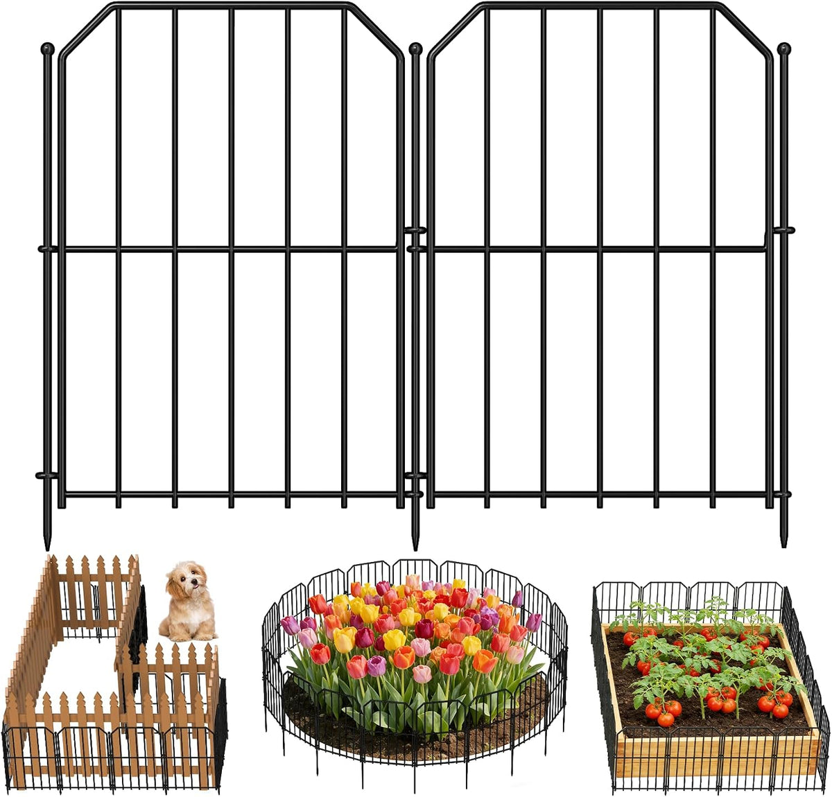 Sturdy Metal Garden Fence with Animal Protection Grids