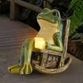 Solar-Powered Frog Figurine with Waterproof Resin Construction