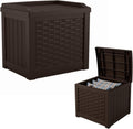 16-Gallon Compact Storage Ottoman with Wicker Texture