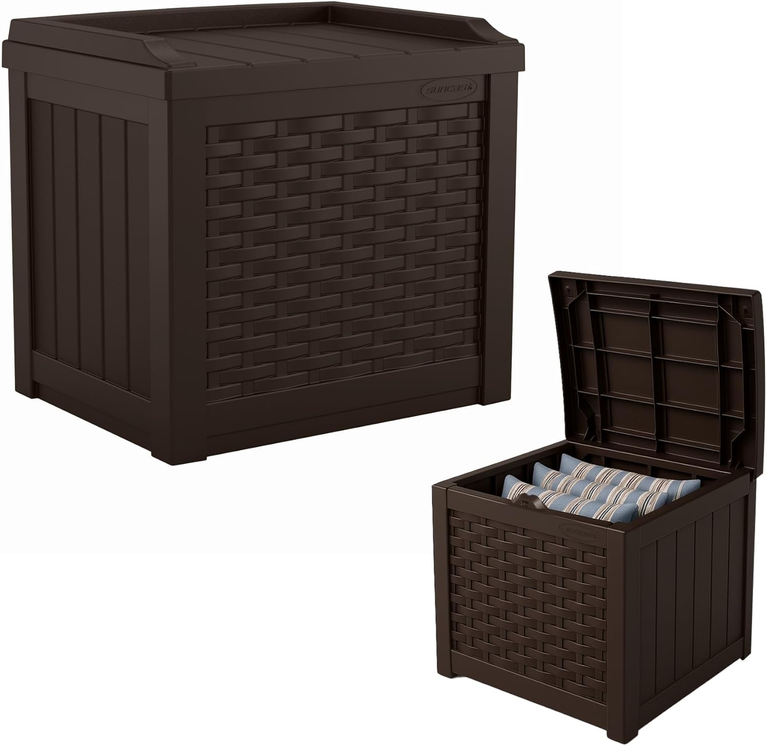 16-Gallon Compact Storage Ottoman with Wicker Texture