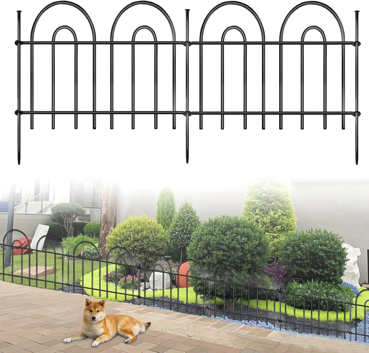 Arched Garden Fence with Metal Stake Installation