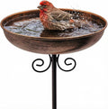 Metal Bird Bath with 10-Inch Bowl and Rust-Resistant Coating
