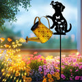 Solar Watering Can String Lights with Dog Silhouette Hook