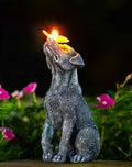 Solar-Powered Dog Garden Statue with Built-In Night Lights