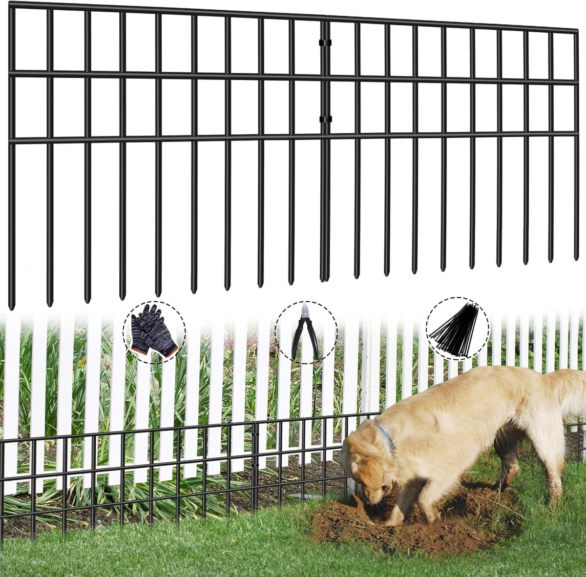 Dig-Proof Dog Barrier Garden Fence with Cable Ties