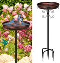 Large Metal Bird Bath with 5-Pronged Stable Base and Detachable Bowl