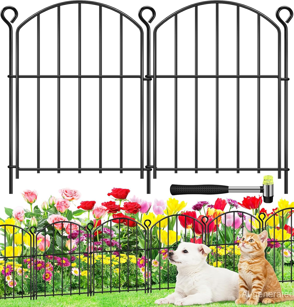 Foldable Rustproof Garden Fence with Snap Circles